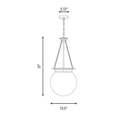 3 Light Pendant, Warm Brass