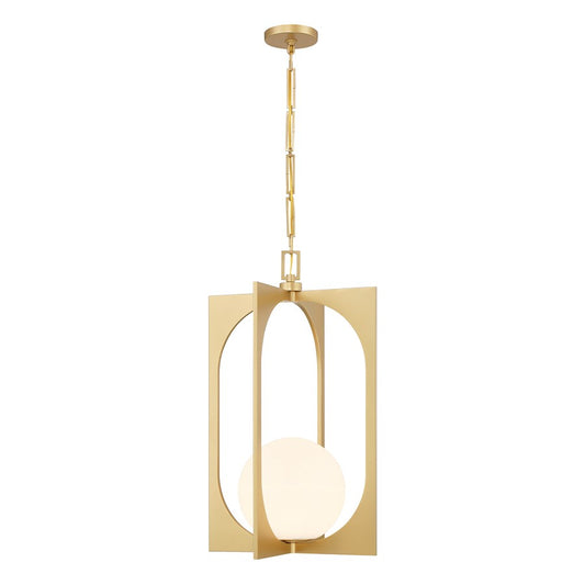 Savoy House Harding 1 Lt Pendant, Spun Gold/White Opal, Spun Gold