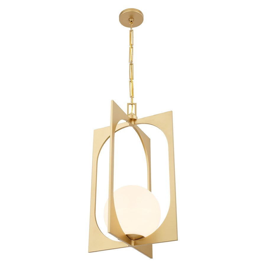 Savoy House Harding 1 Lt Pendant, Spun Gold/White Opal, Spun Gold