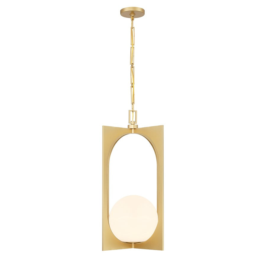 Savoy House Harding 1 Lt Pendant, Spun Gold/White Opal, Spun Gold
