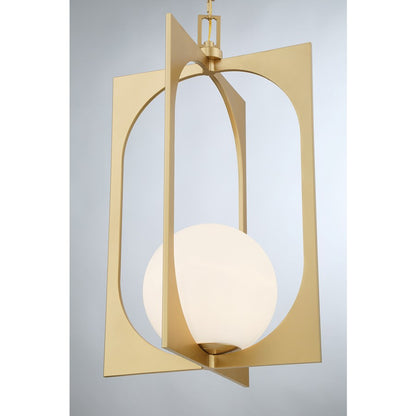 Savoy House Harding 1 Lt Pendant, Spun Gold/White Opal, Spun Gold