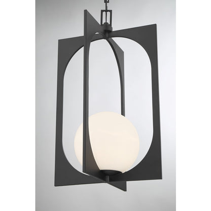 Savoy House Harding 1 Lt Pendant, White Opal, Matte Black
