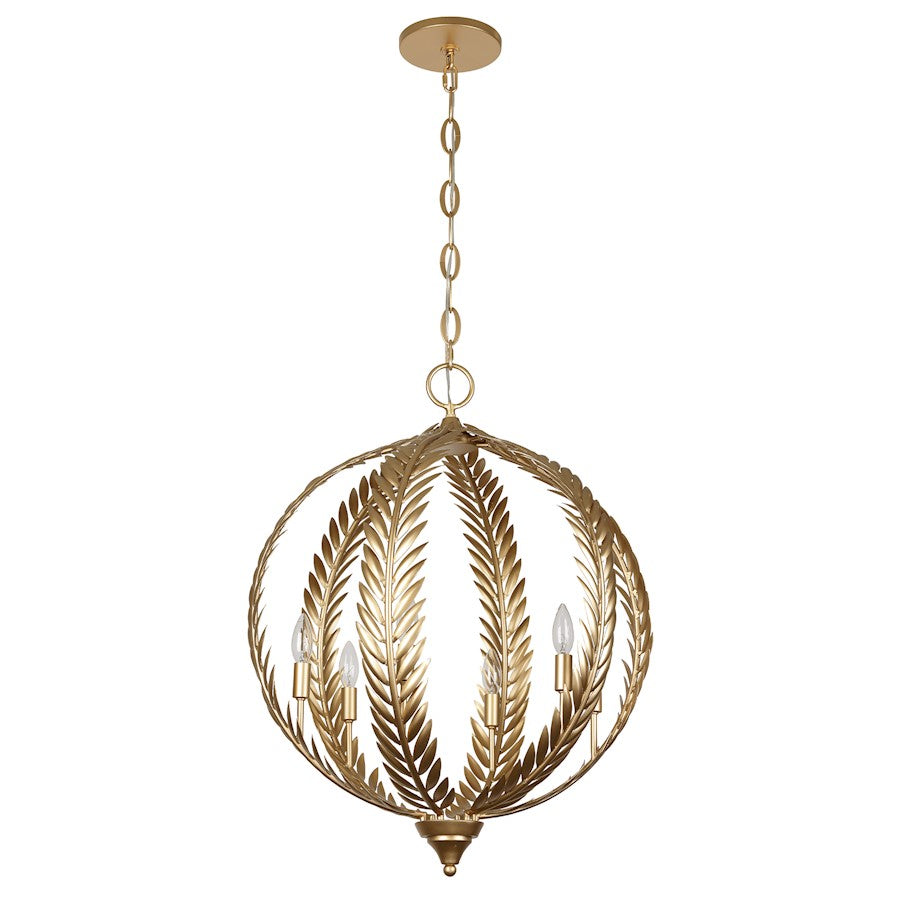 6 Light Pendant, Grecian Gold