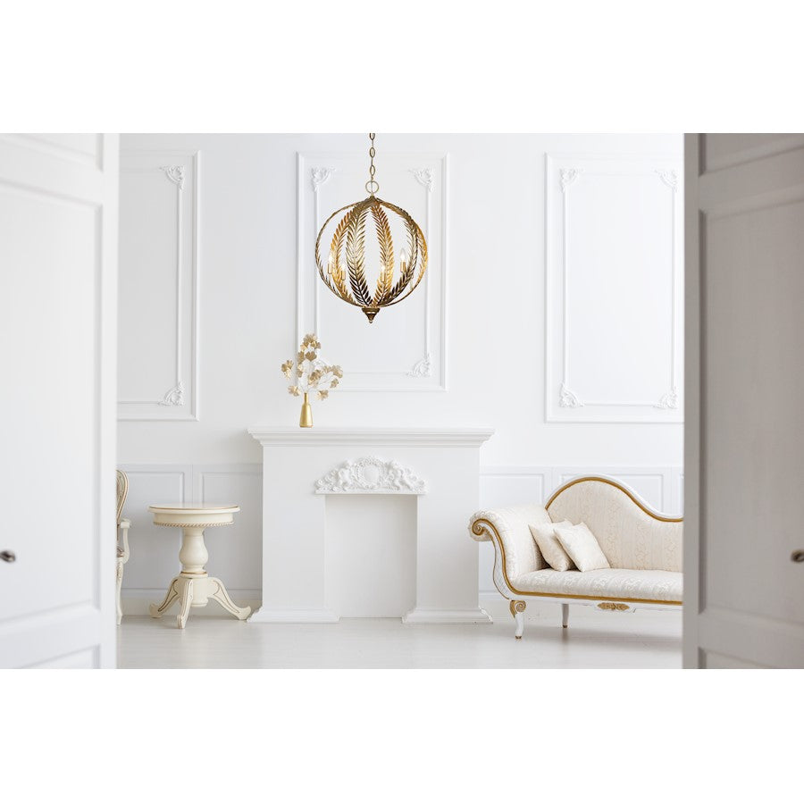 6 Light Pendant, Grecian Gold