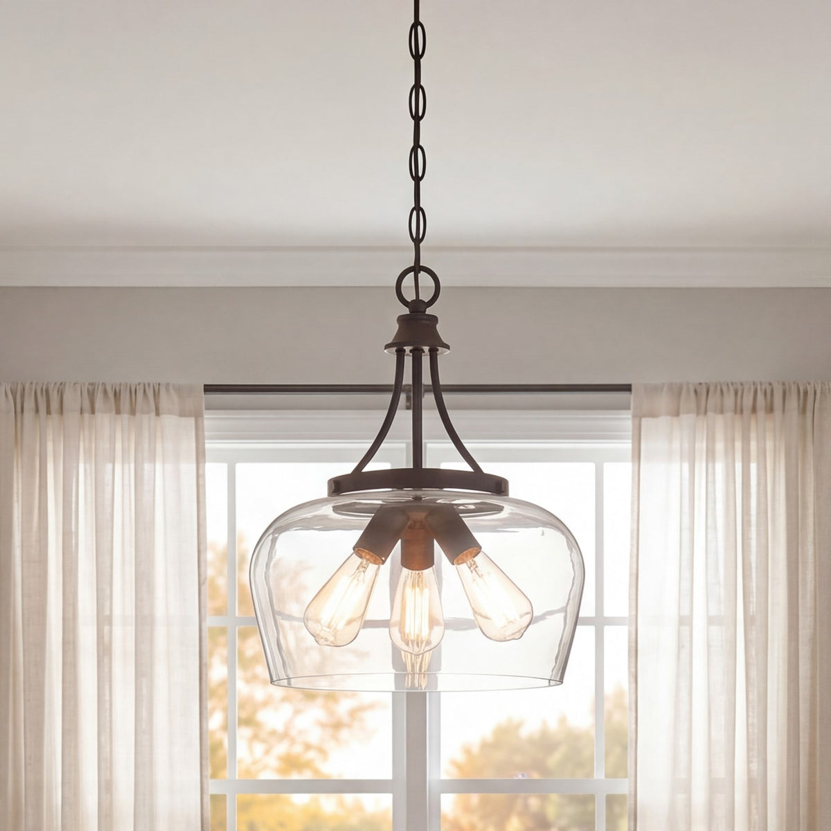 3 Light Pendant, Polished Chrome