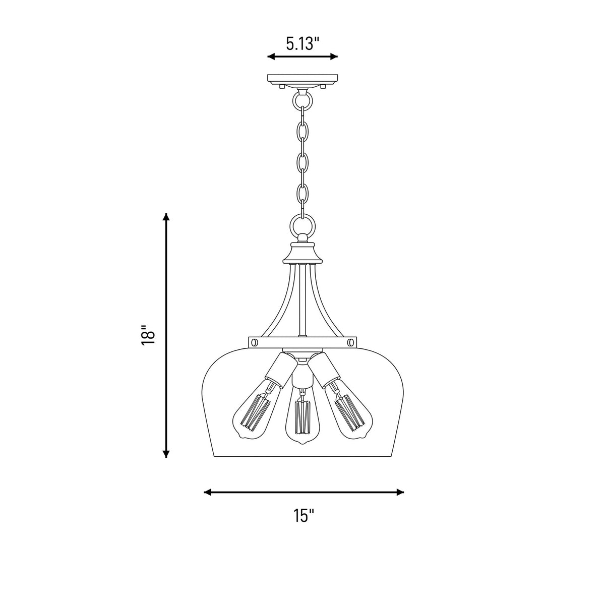 3 Light Pendant, Polished Chrome