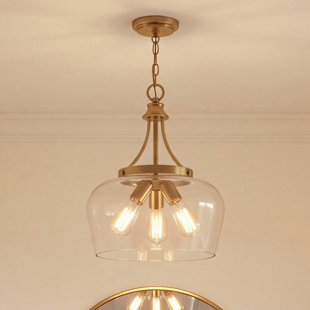 3 Light Pendant, Polished Chrome