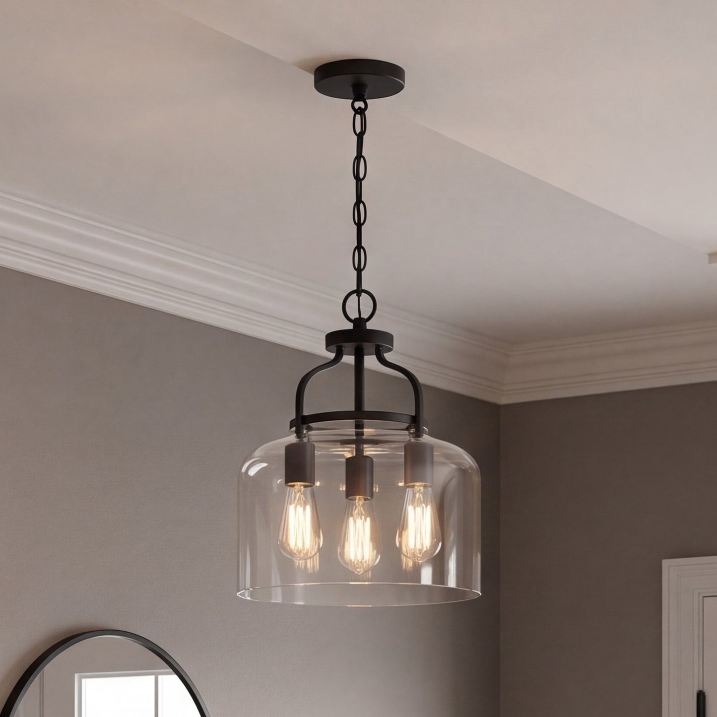 3 Light Pendant, Black