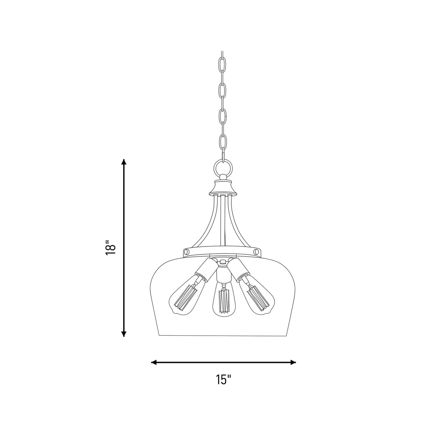 3 Light Pendant, Black