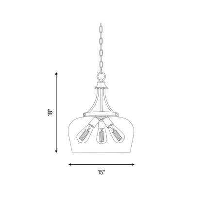 3 Light Pendant, Black