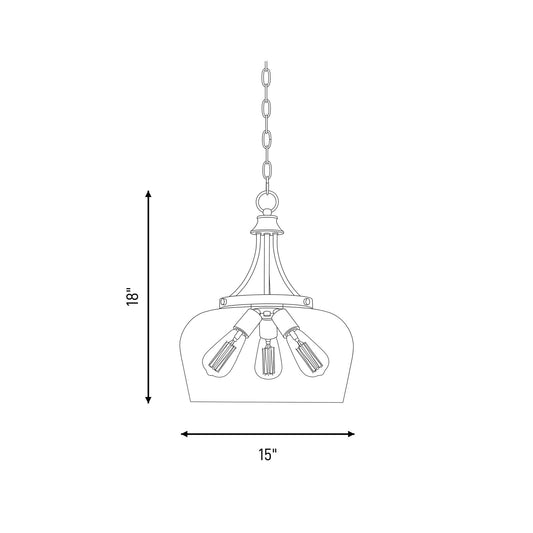 3 Light Pendant, Black