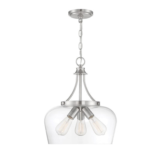 3 Light Pendant, Satin Nickel