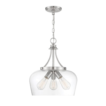 3 Light Pendant, Satin Nickel