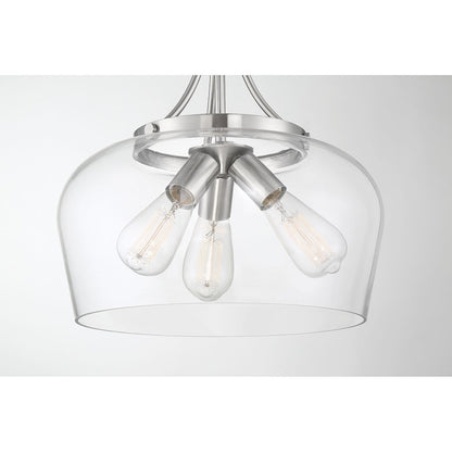 3 Light Pendant, Satin Nickel