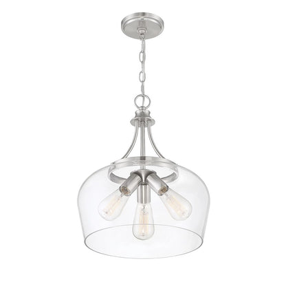 3 Light Pendant, Satin Nickel