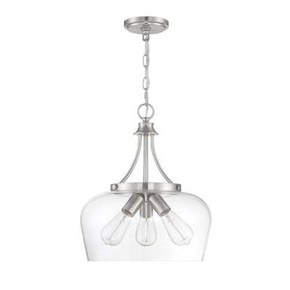 3 Light Pendant, Satin Nickel