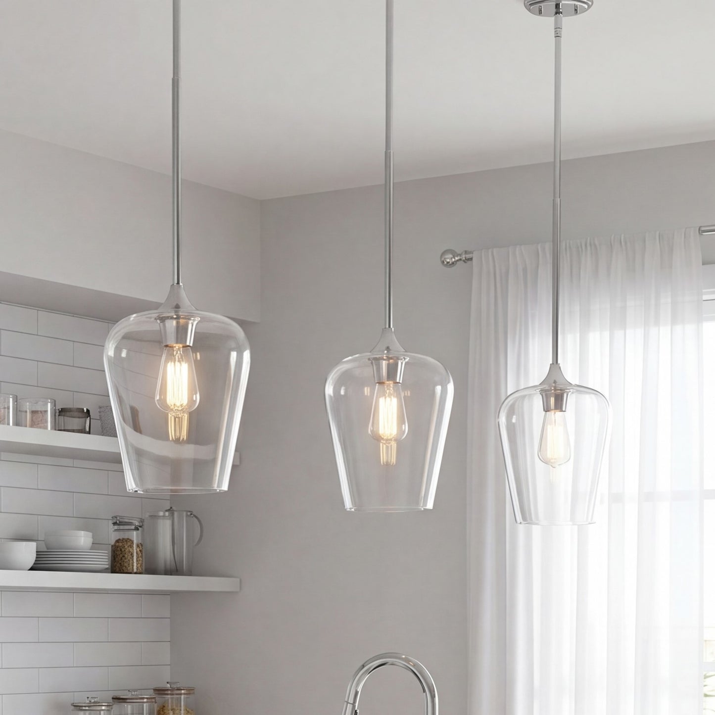 1 Light Pendant, Polished Chrome