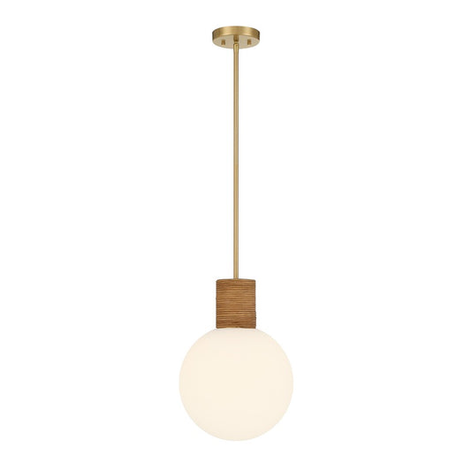 Savoy House Jarrell 1 Lt Pendant, White Opal, Warm Brass
