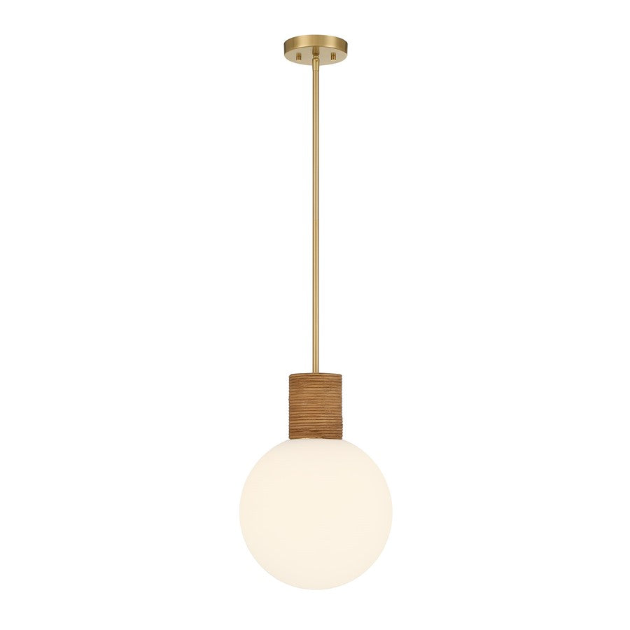 Savoy House Jarrell 1 Lt Pendant, White Opal, Warm Brass