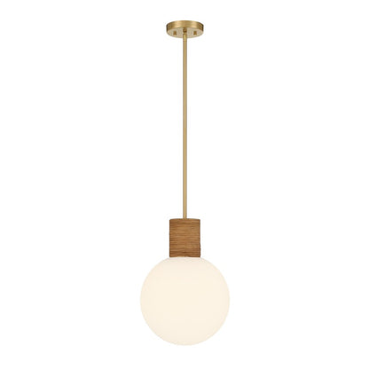 Savoy House Jarrell 1 Lt Pendant, White Opal, Warm Brass
