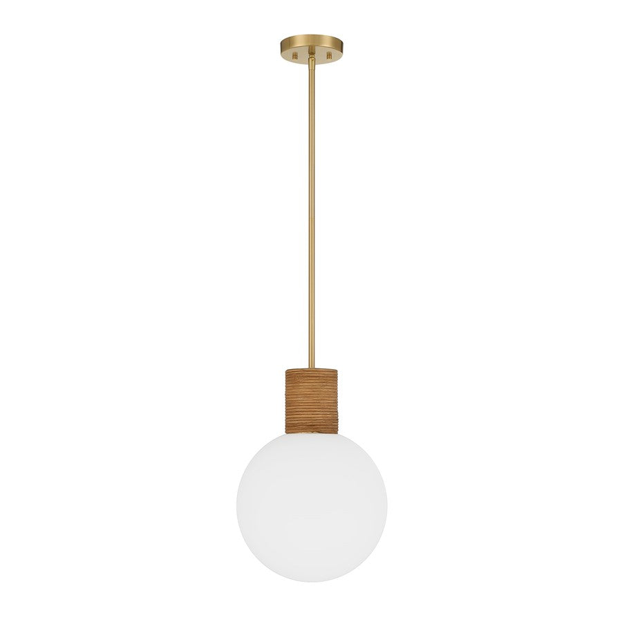 Savoy House Jarrell 1 Lt Pendant, White Opal, Warm Brass