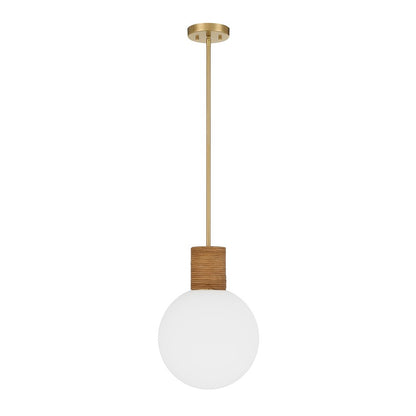 Savoy House Jarrell 1 Lt Pendant, White Opal, Warm Brass