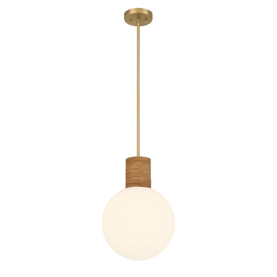 Savoy House Jarrell 1 Lt Pendant, White Opal, Warm Brass