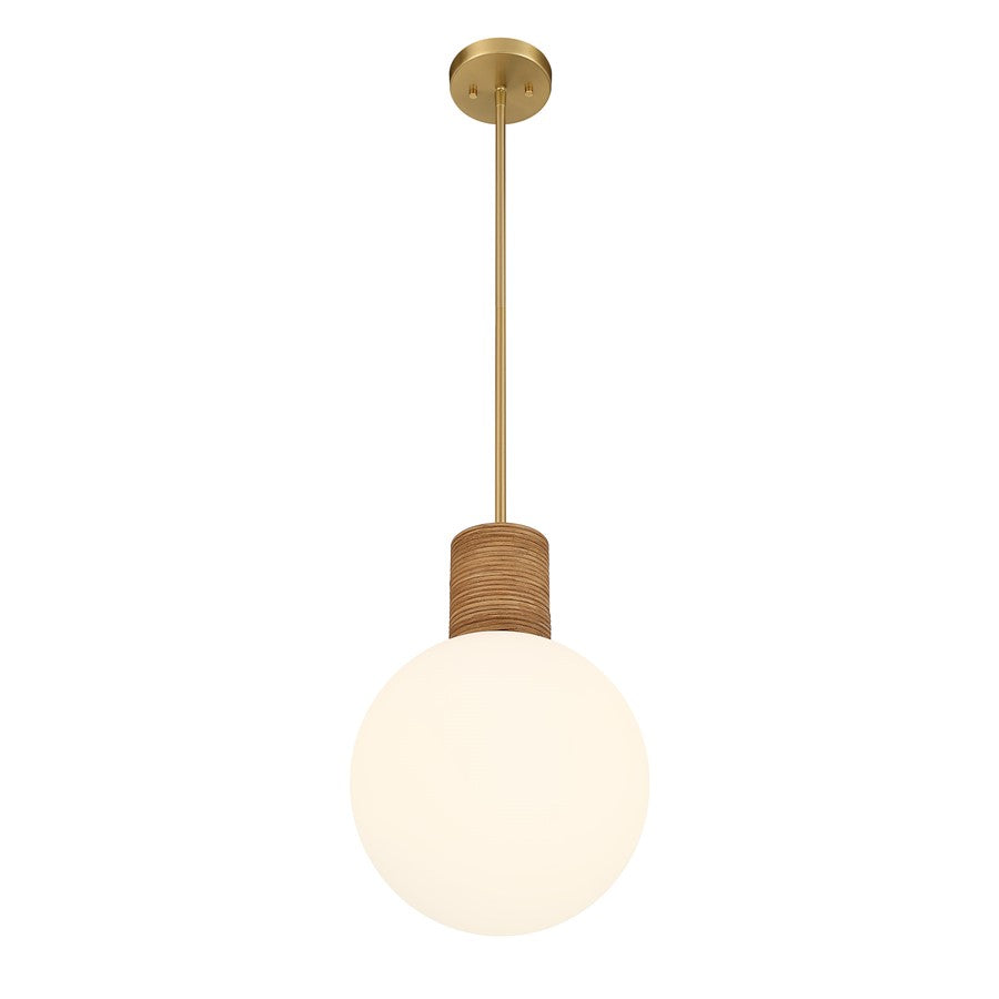 Savoy House Jarrell 1 Lt Pendant, White Opal, Warm Brass
