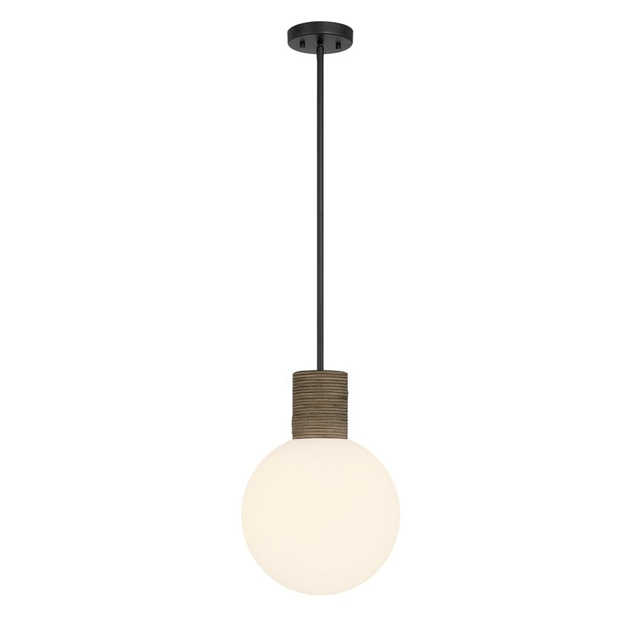Savoy House Jarrell 1 Lt Pendant, White Opal, Matte Black