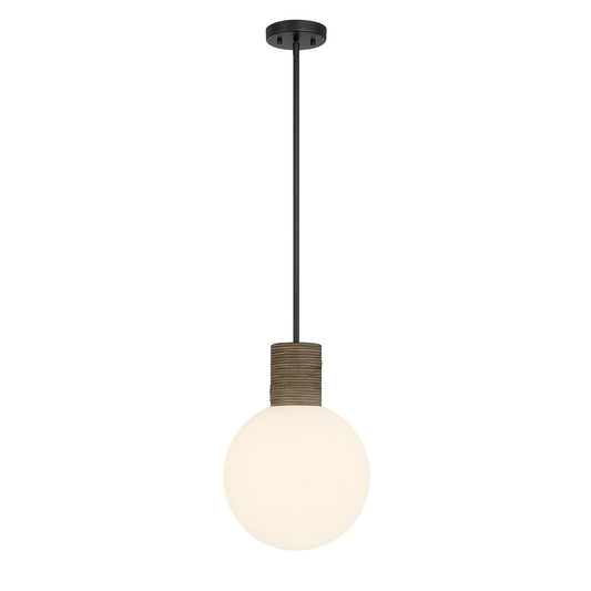 Savoy House Jarrell 1 Lt Pendant, White Opal, Matte Black