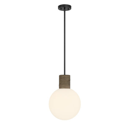 Savoy House Jarrell 1 Lt Pendant, White Opal, Matte Black