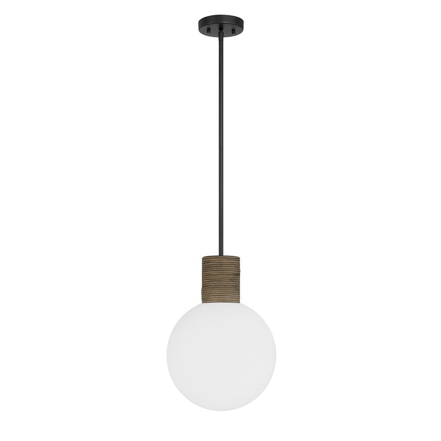 Savoy House Jarrell 1 Lt Pendant, White Opal, Matte Black