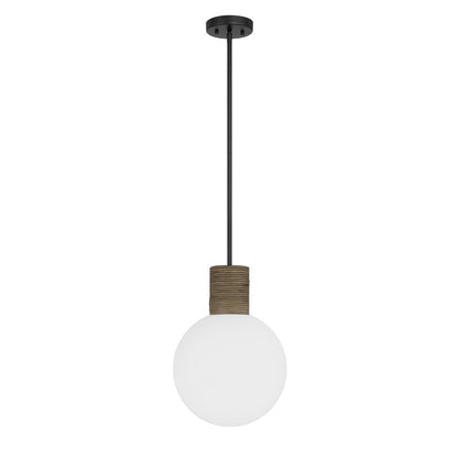 Savoy House Jarrell 1 Lt Pendant, White Opal, Matte Black