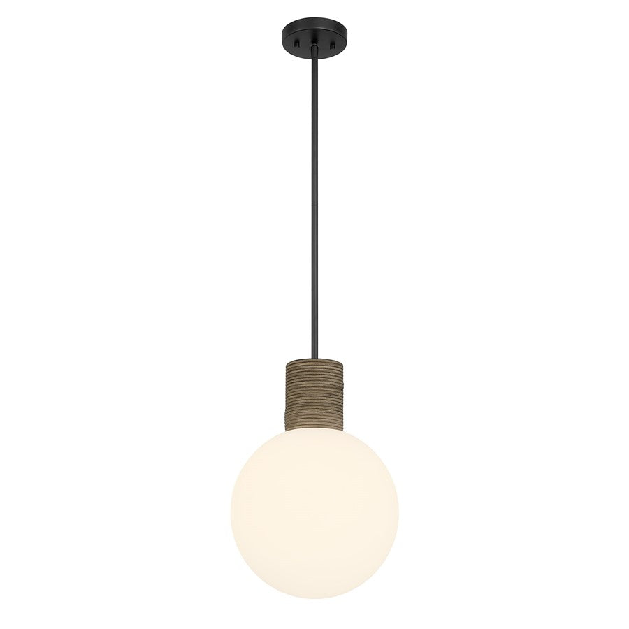 Savoy House Jarrell 1 Lt Pendant, White Opal, Matte Black