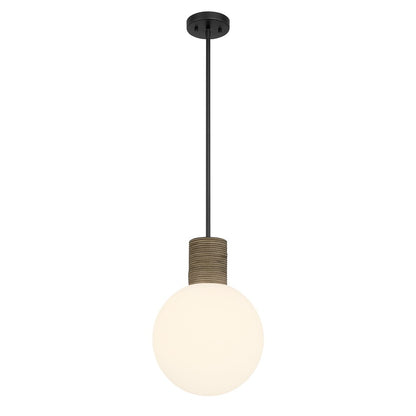 Savoy House Jarrell 1 Lt Pendant, White Opal, Matte Black