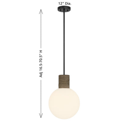 Savoy House Jarrell 1 Lt Pendant, White Opal, Matte Black