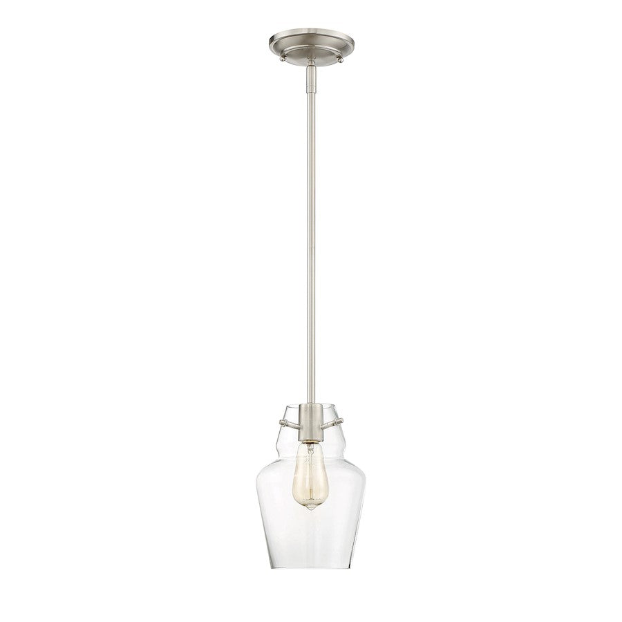 1 Light Mini Pendant, Satin Nickel