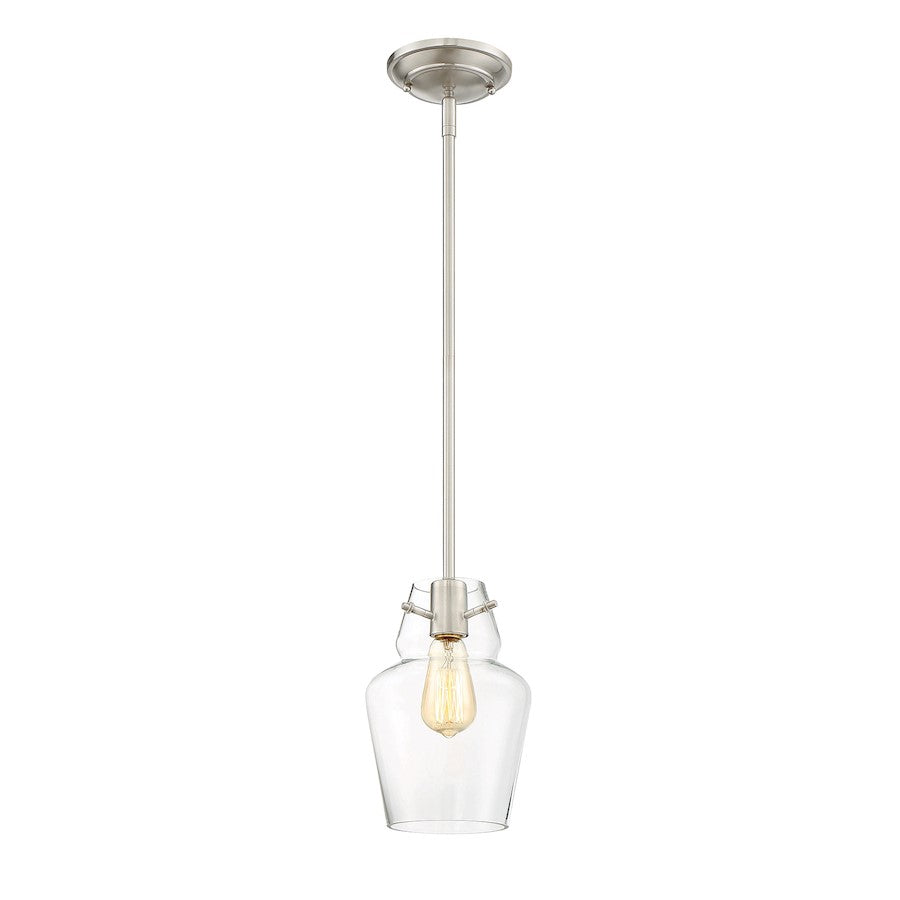 1 Light Mini Pendant, Satin Nickel