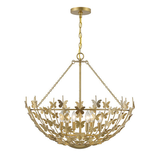 Savoy House Birch 6-Light Pendant, Burnished Brass - 7-4199-6-171