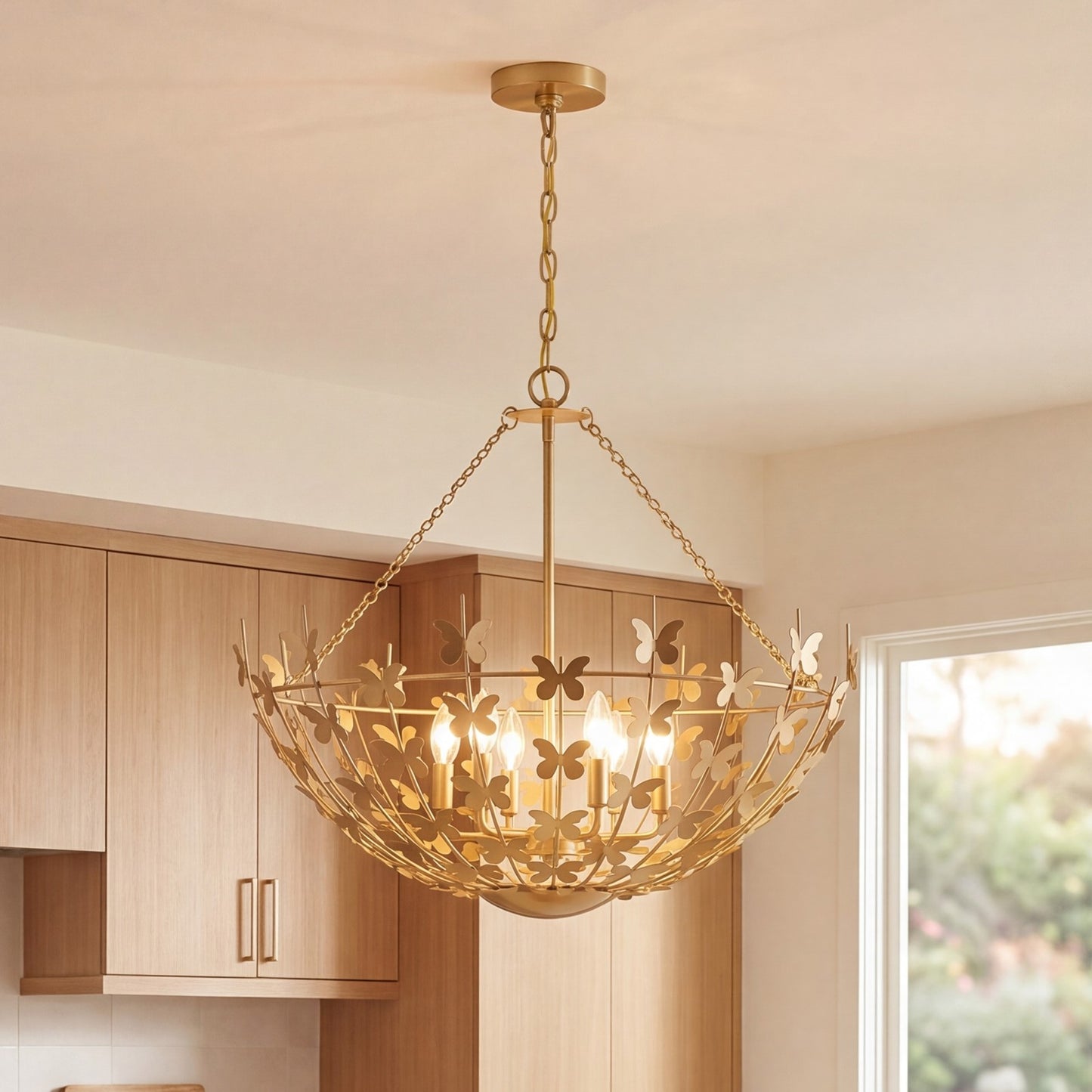 6 Light Pendant, Bisque White