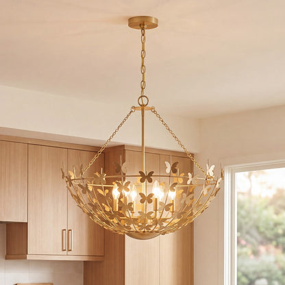 6 Light Pendant, Bisque White