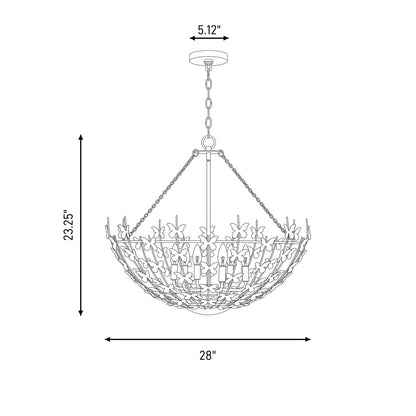 6 Light Pendant, Bisque White