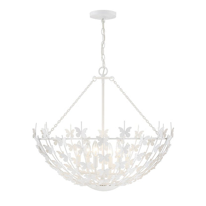 6 Light Pendant, Bisque White