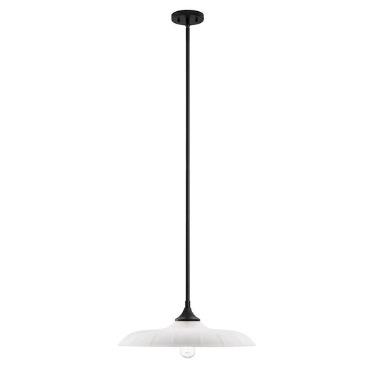Savoy House Hadley 1 Light Pendant, Matte Black/Opal
