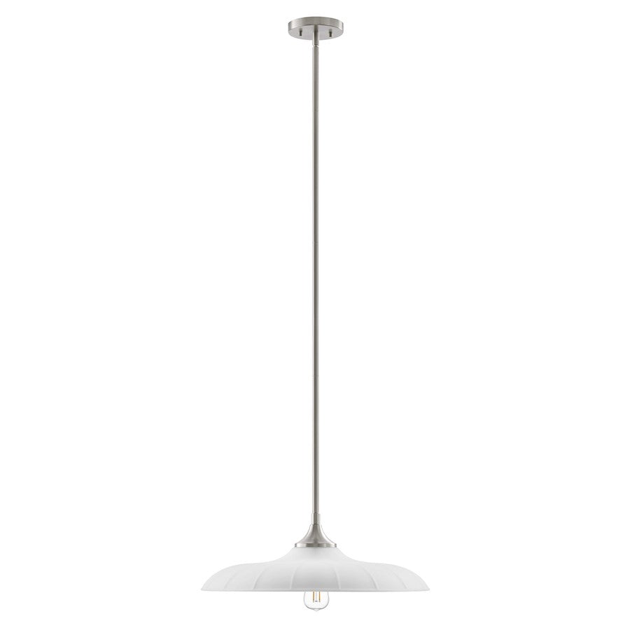 Savoy House Hadley 1 Light Pendant, Satin Nickel/Opal
