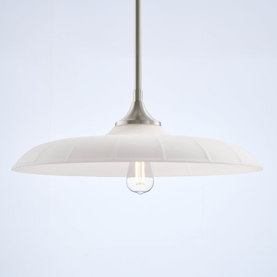 Savoy House Hadley 1 Light Pendant, Satin Nickel/Opal