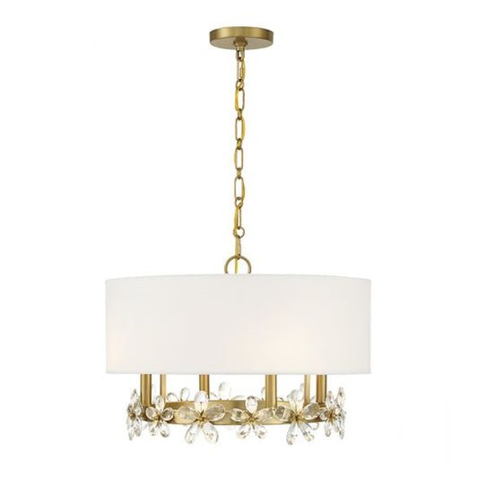 4 Light Pendant, Warm Brass