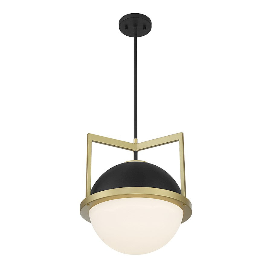 1 Light Pendant, Black/Brass