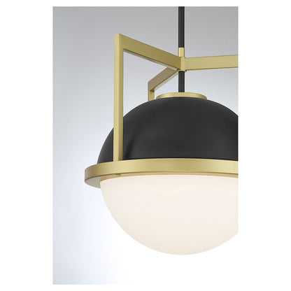 1 Light Pendant, Black/Brass