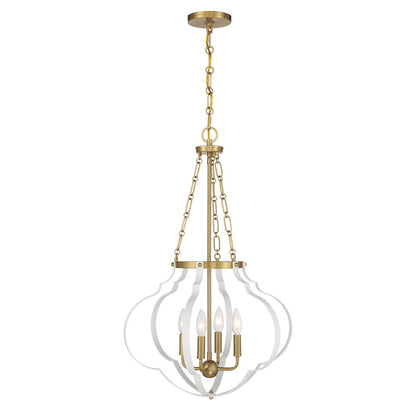 Savoy House Mercer 4 Light Pendant, White and Warm Brass - 7-4866-4-142